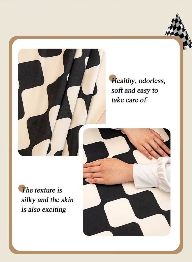 بيوينتي مفرش طاولة بتصميم شطرنجي، مقاوم للبقع والتجاعيد، قابل للغسيل، من مادة البوليستر، قطعة قماش زخرفية لتغطية الطاولة، مناسب لطاولات الطعام، بوفيهات الحفلات، وتغطية طاولات التخييم، مقاس 70*70 سم، قطعتين. - Image 5